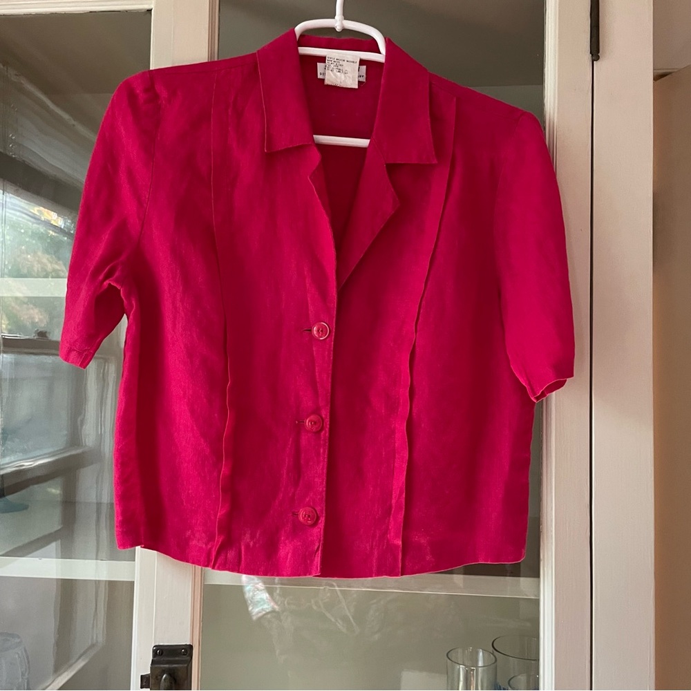 Magenta Linen Top